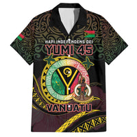Personalised Vanuatu Family Matching Long Sleeve Bodycon Dress and Hawaiian Shirt Yumi 45th Hapi Independens Dei - Black Version LT14