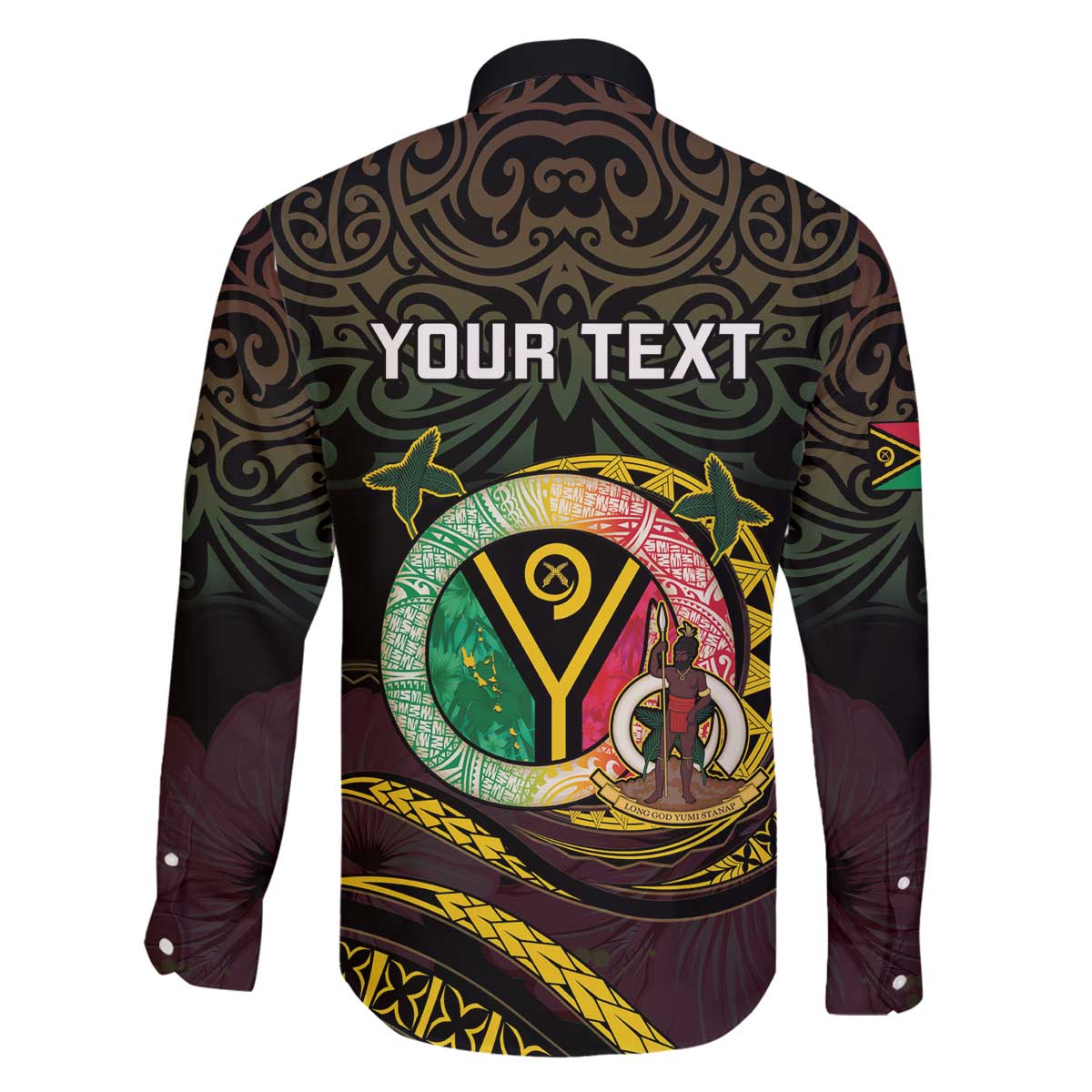 Personalised Vanuatu Family Matching Off The Shoulder Long Sleeve Dress and Hawaiian Shirt Yumi 45th Hapi Independens Dei - Black Version LT14