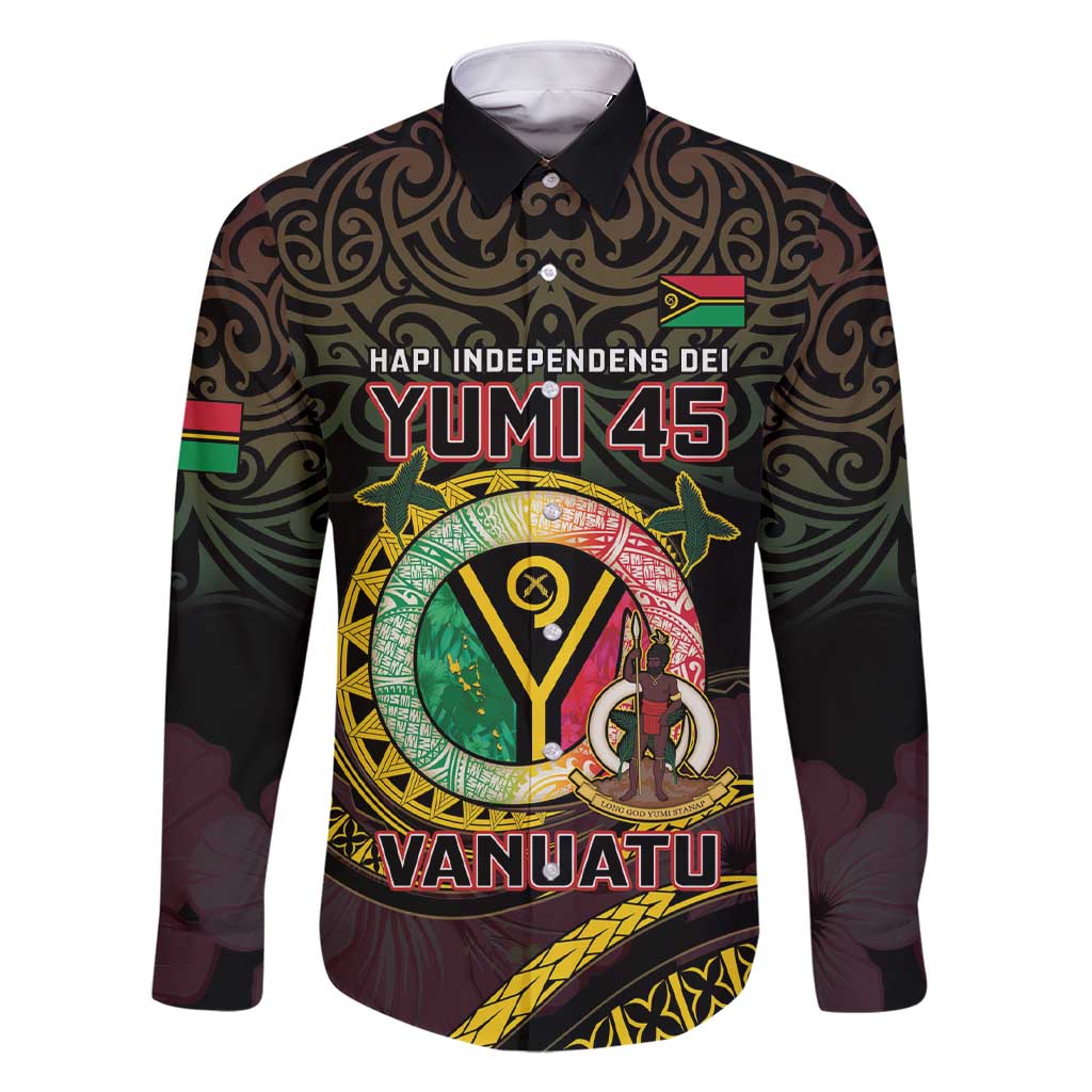 Personalised Vanuatu Family Matching Short Sleeve Bodycon Dress and Hawaiian Shirt Yumi 45th Hapi Independens Dei - Black Version LT14