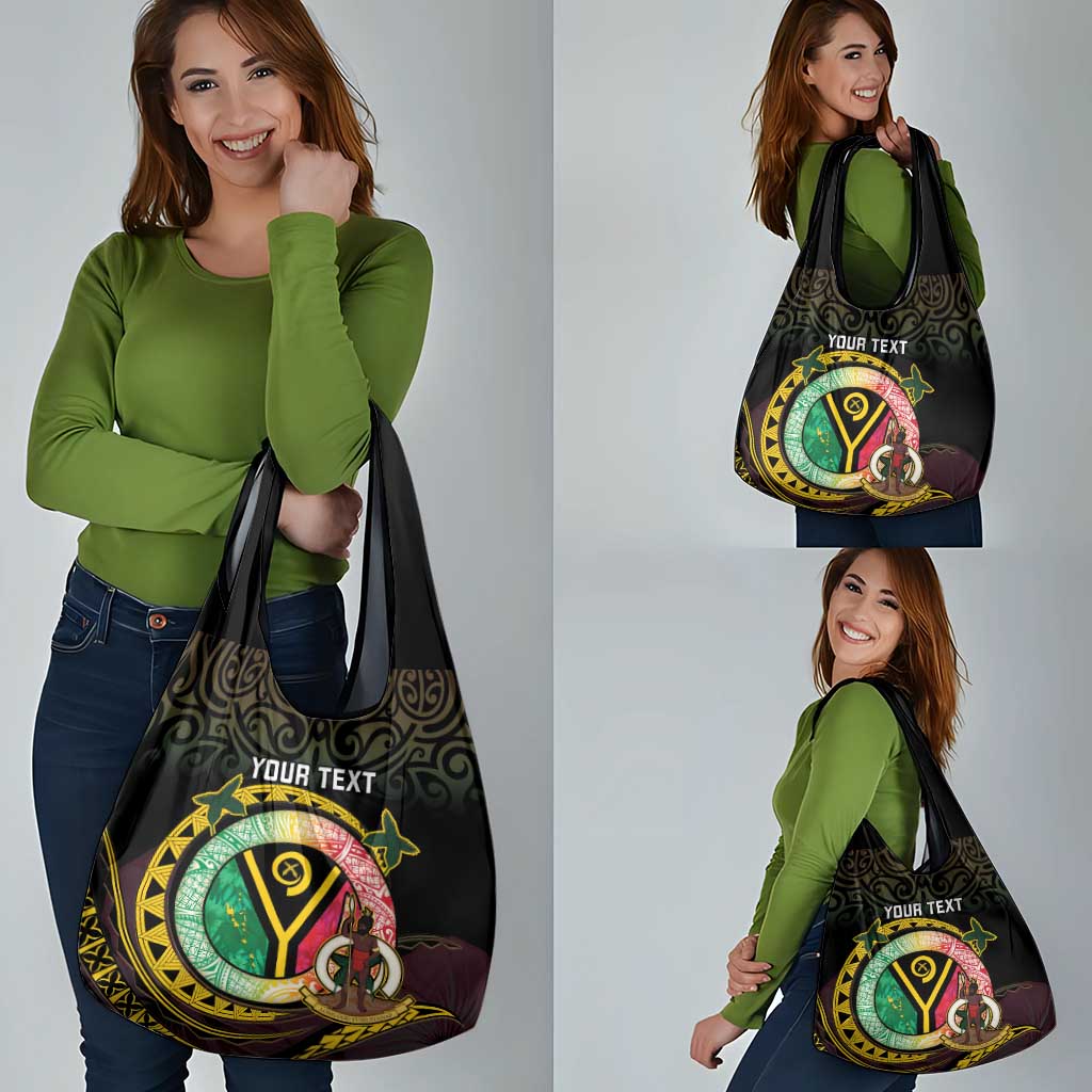Personalised Vanuatu Grocery Bag Yumi 45th Hapi Independens Dei - Black Version LT14