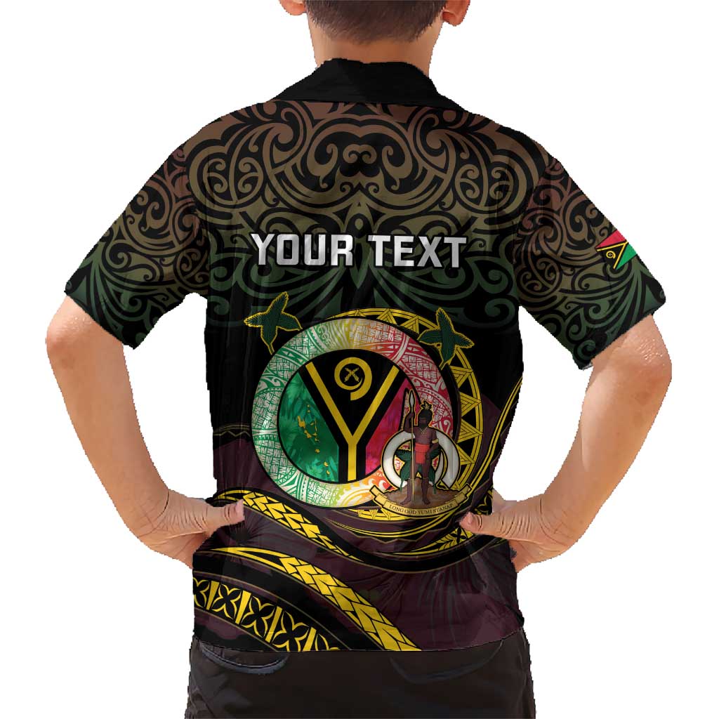 Personalised Vanuatu Kid Hawaiian Shirt Yumi 45th Hapi Independens Dei - Black Version LT14