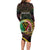 Personalised Vanuatu Long Sleeve Bodycon Dress Yumi 45th Hapi Independens Dei - Black Version LT14
