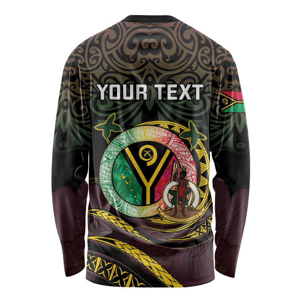 Personalised Vanuatu Long Sleeve Shirt Yumi 46th Hapi Independens Dei - Black Version LT14 - Polynesian Pride