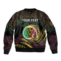 Personalised Vanuatu Sleeve Zip Bomber Jacket Yumi 45th Hapi Independens Dei - Black Version LT14