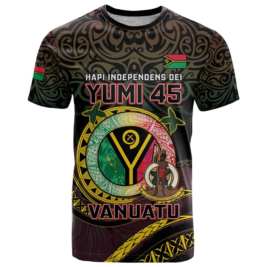 Personalised Vanuatu T Shirt Yumi 45th Hapi Independens Dei - Black Version LT14
