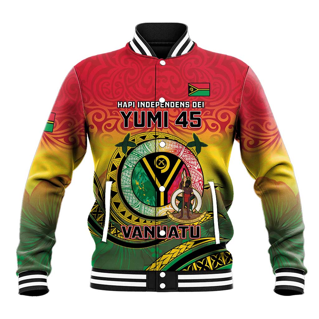 Personalised Vanuatu Baseball Jacket Yumi 46th Hapi Independens Dei - Reggae Version LT14 Unisex Reggae - Polynesian Pride