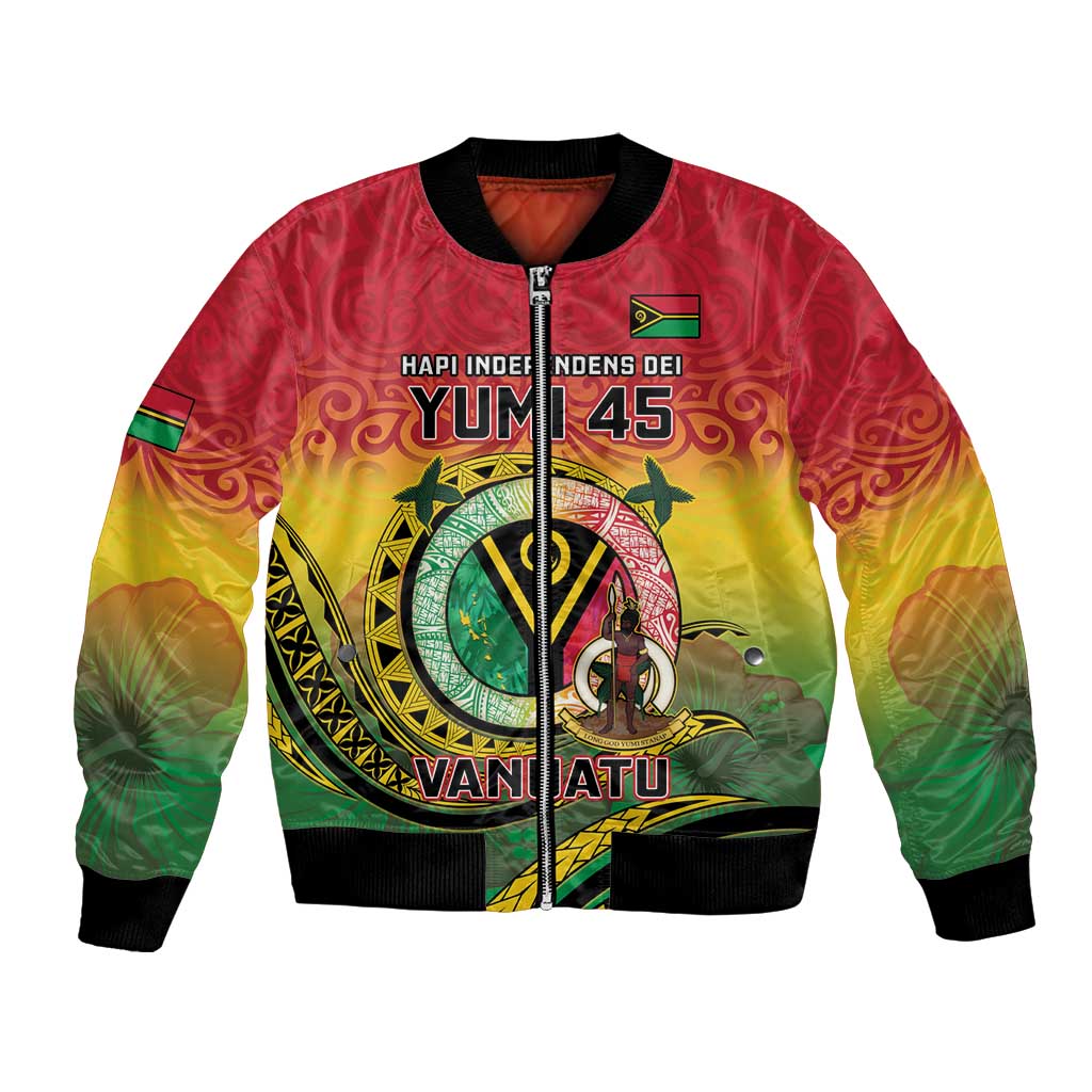 Personalised Vanuatu Bomber Jacket Yumi 46th Hapi Independens Dei - Reggae Version LT14 Unisex Reggae - Polynesian Pride