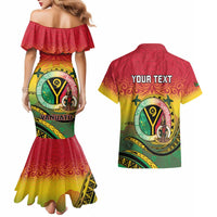 Personalised Vanuatu Couples Matching Mermaid Dress and Hawaiian Shirt Yumi 45th Hapi Independens Dei - Reggae Version LT14