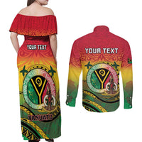 Personalised Vanuatu Couples Matching Off Shoulder Maxi Dress and Long Sleeve Button Shirt Yumi 45th Hapi Independens Dei - Reggae Version LT14