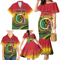 Personalised Vanuatu Family Matching Mermaid Dress and Hawaiian Shirt Yumi 45th Hapi Independens Dei - Reggae Version LT14