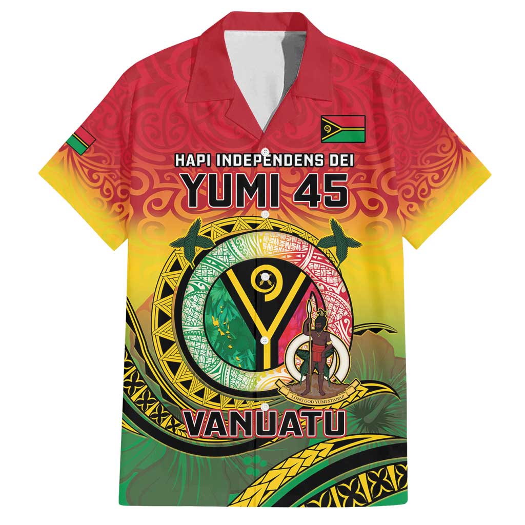 Personalised Vanuatu Family Matching Off Shoulder Maxi Dress and Hawaiian Shirt Yumi 45th Hapi Independens Dei - Reggae Version LT14