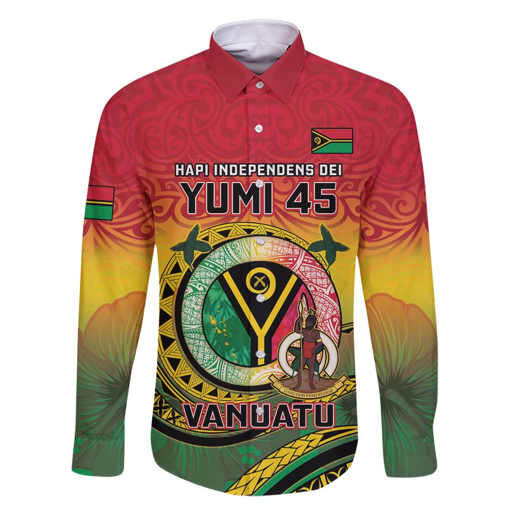 Personalised Vanuatu Family Matching Off Shoulder Maxi Dress and Hawaiian Shirt Yumi 45th Hapi Independens Dei - Reggae Version LT14