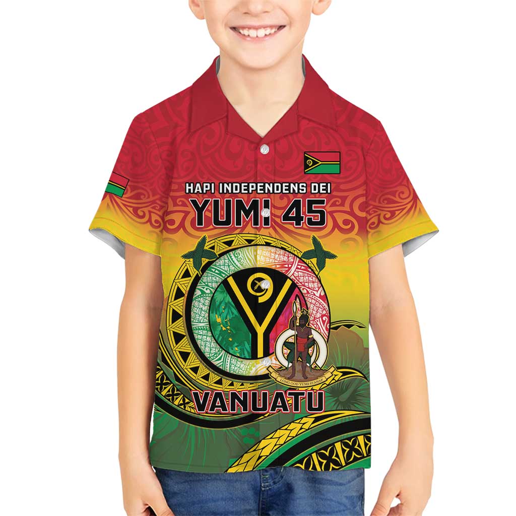 Personalised Vanuatu Family Matching Off Shoulder Maxi Dress and Hawaiian Shirt Yumi 45th Hapi Independens Dei - Reggae Version LT14