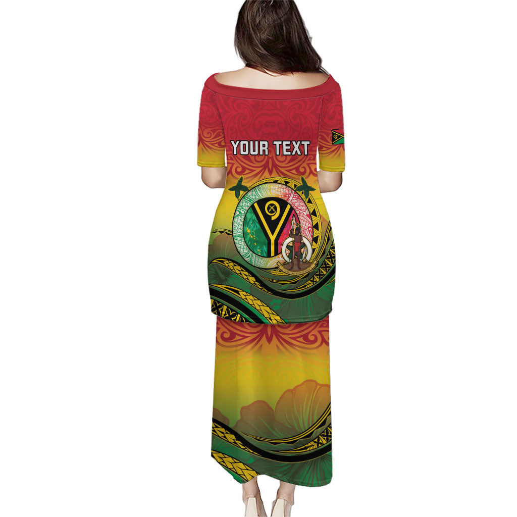 Personalised Vanuatu Family Matching Puletasi and Hawaiian Shirt Yumi 46th Hapi Independens Dei - Reggae Version LT14 - Polynesian Pride