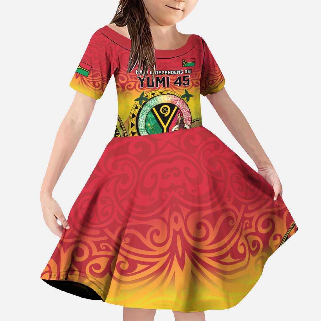 Personalised Vanuatu Family Matching Short Sleeve Bodycon Dress and Hawaiian Shirt Yumi 45th Hapi Independens Dei - Reggae Version LT14