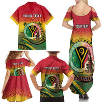 Personalised Vanuatu Family Matching Summer Maxi Dress and Hawaiian Shirt Yumi 45th Hapi Independens Dei - Reggae Version LT14