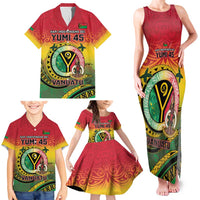 Personalised Vanuatu Family Matching Tank Maxi Dress and Hawaiian Shirt Yumi 45th Hapi Independens Dei - Reggae Version LT14