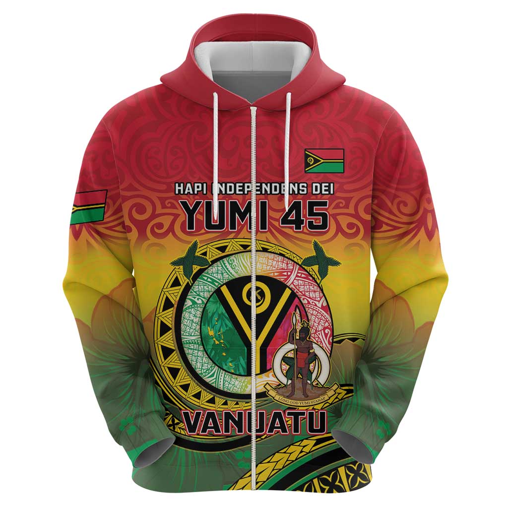 Personalised Vanuatu Hoodie Yumi 45th Hapi Independens Dei - Reggae Version LT14