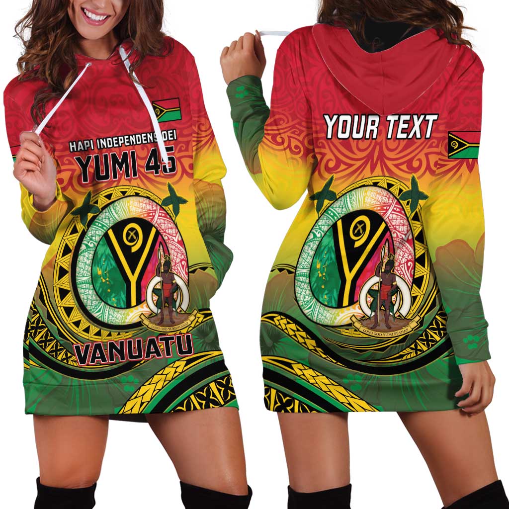 Personalised Vanuatu Hoodie Dress Yumi 45th Hapi Independens Dei - Reggae Version LT14