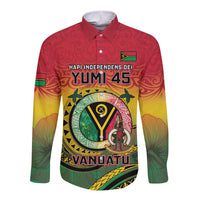 Personalised Vanuatu Long Sleeve Button Shirt Yumi 45th Hapi Independens Dei - Reggae Version LT14