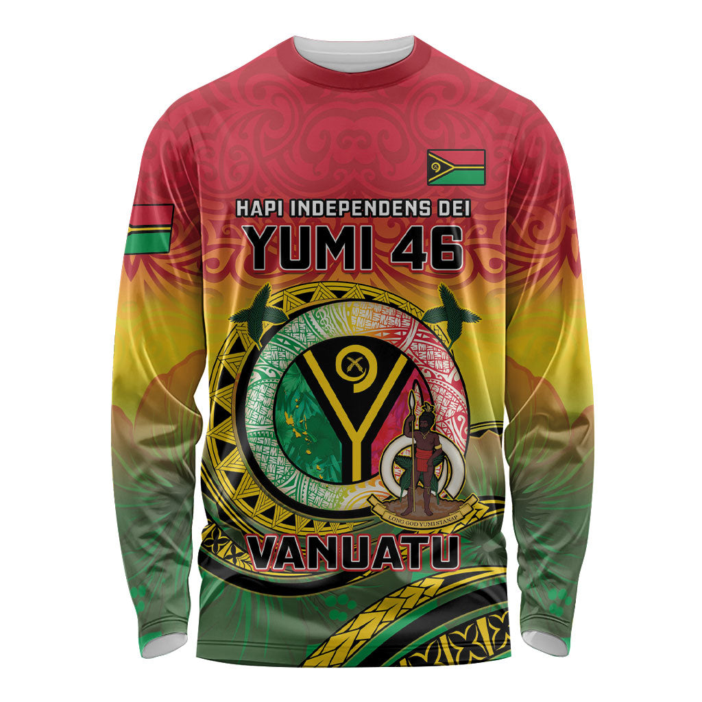 Personalised Vanuatu Long Sleeve Shirt Yumi 46th Hapi Independens Dei - Reggae Version LT14 Unisex Reggae - Polynesian Pride