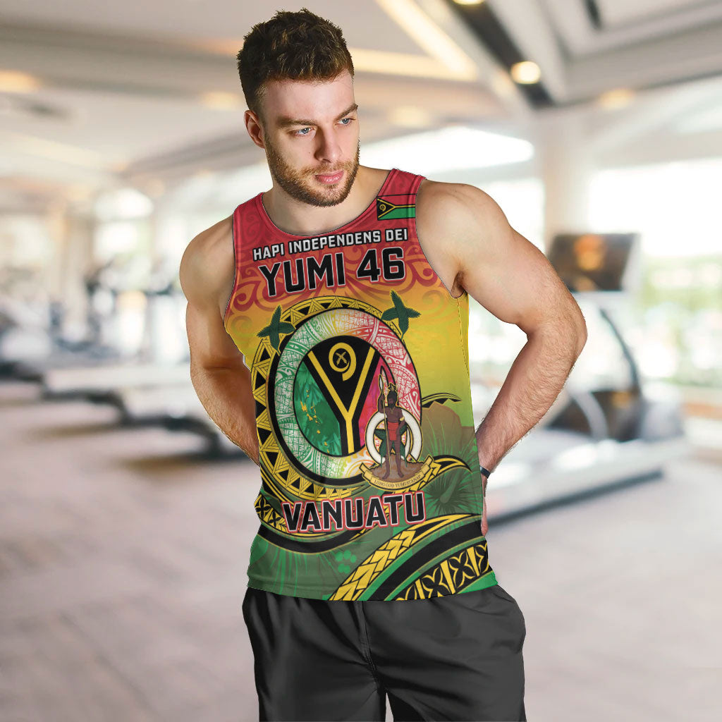 Personalised Vanuatu Men Tank Top Yumi 46th Hapi Independens Dei - Reggae Version LT14 Reggae - Polynesian Pride
