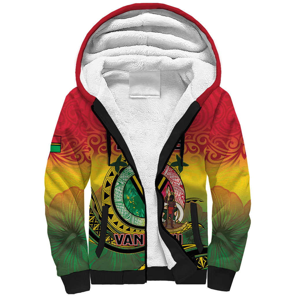 Personalised Vanuatu Sherpa Hoodie Yumi 46th Hapi Independens Dei - Reggae Version LT14 Unisex Reggae - Polynesian Pride
