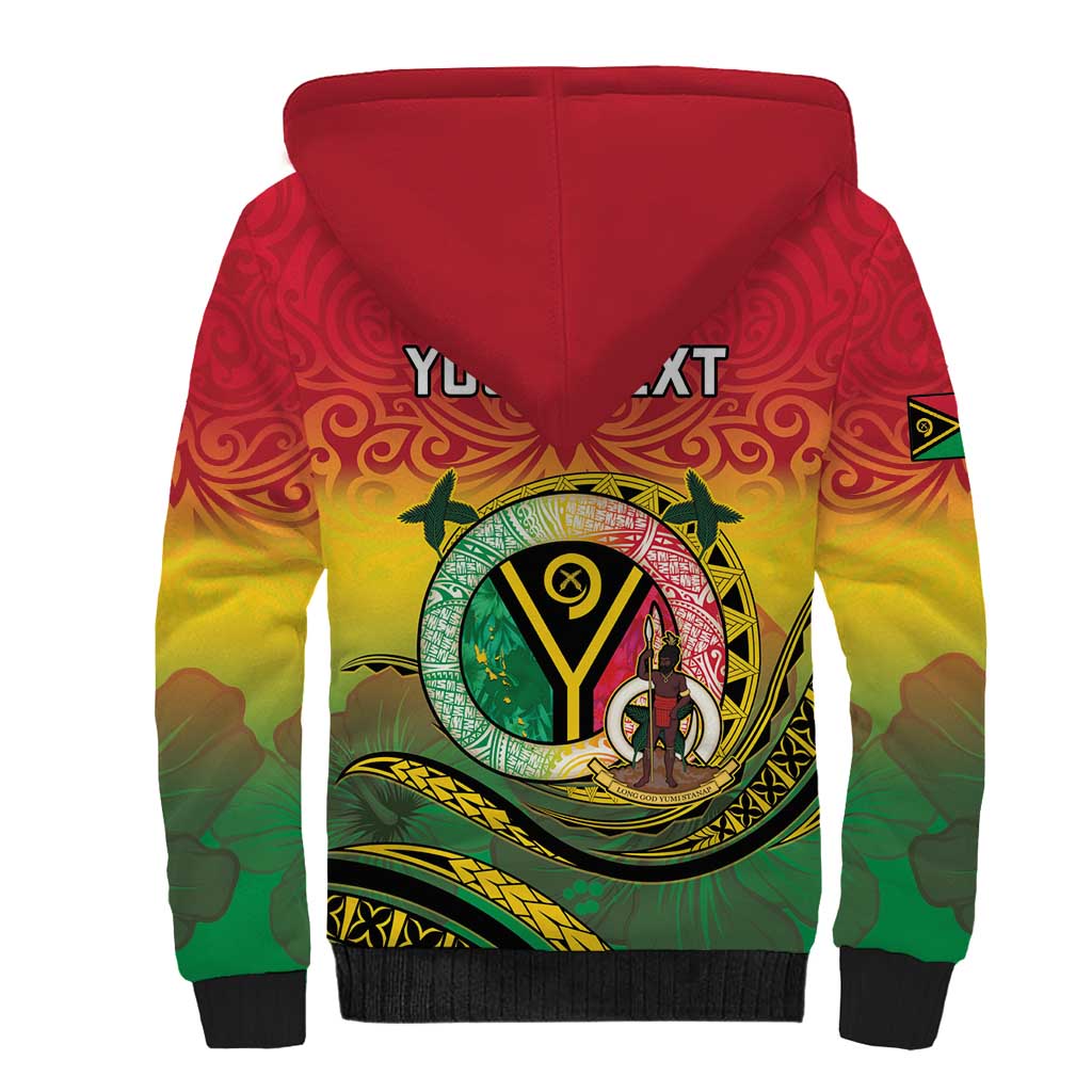 Personalised Vanuatu Sherpa Hoodie Yumi 45th Hapi Independens Dei - Reggae Version LT14