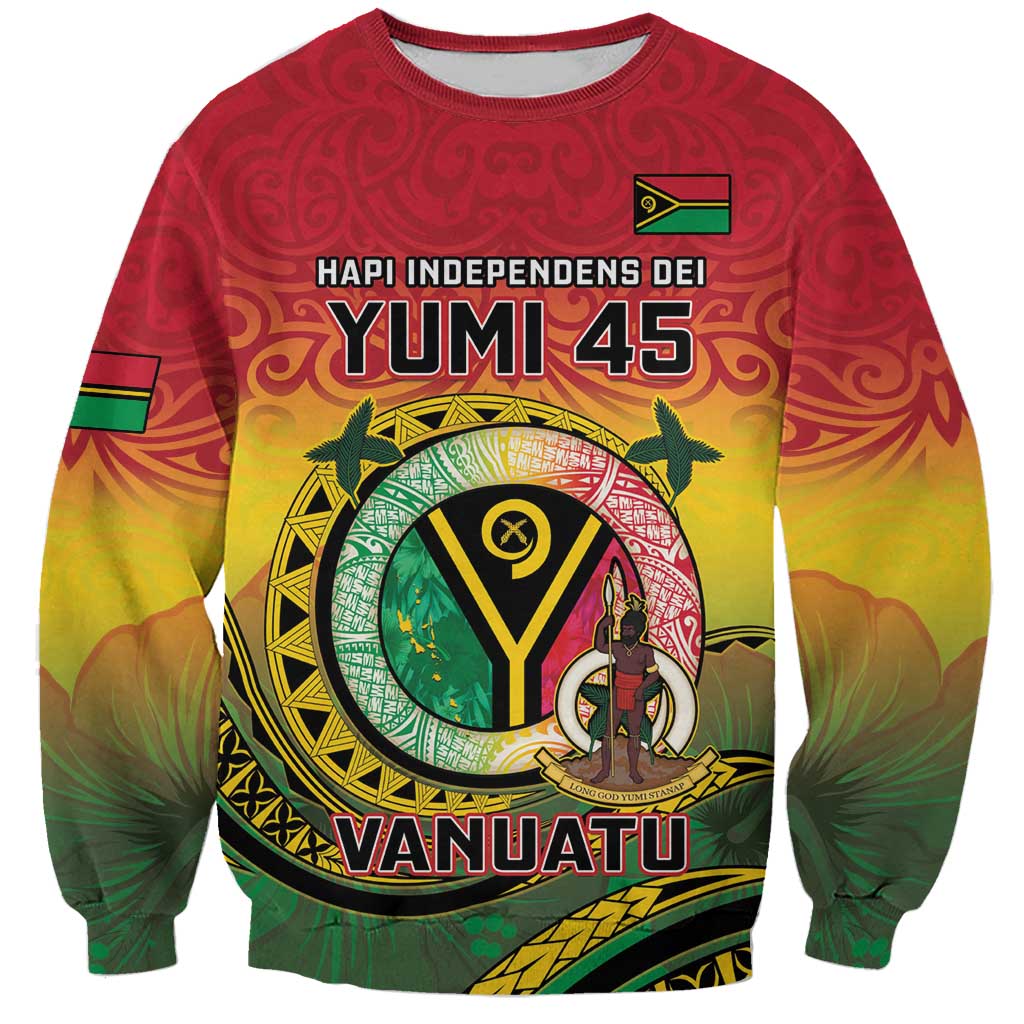 Personalised Vanuatu Sweatshirt Yumi 45th Hapi Independens Dei - Reggae Version LT14
