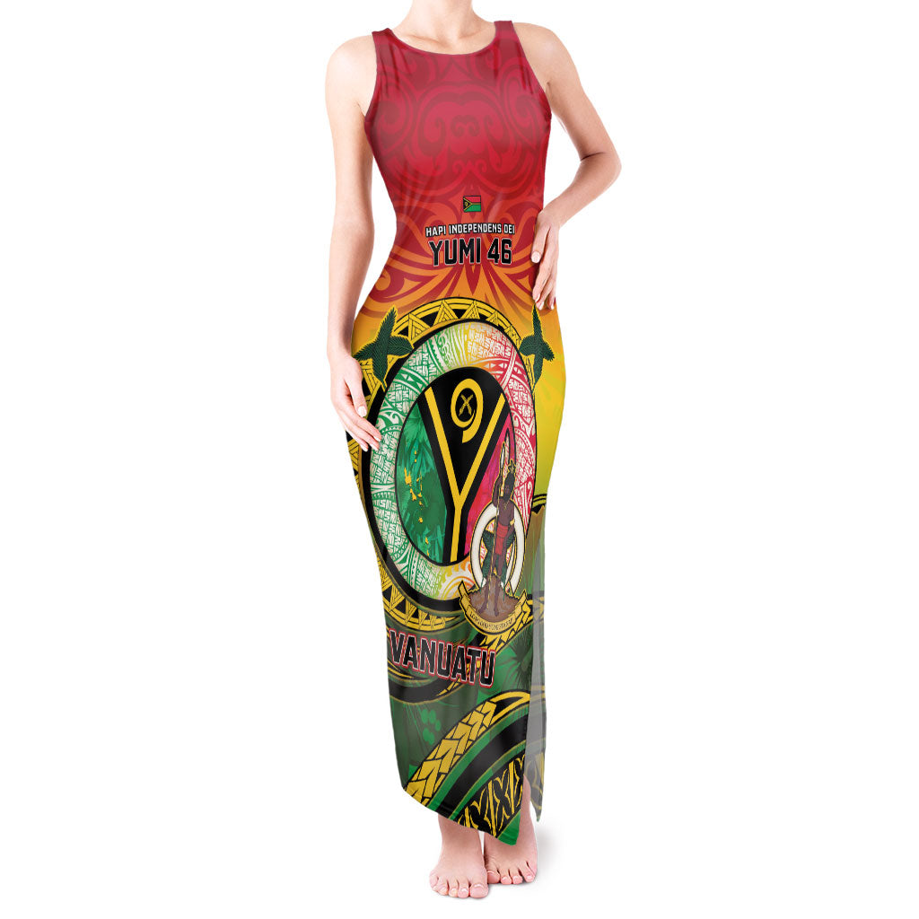 Personalised Vanuatu Tank Maxi Dress Yumi 46th Hapi Independens Dei - Reggae Version LT14 Women Reggae - Polynesian Pride