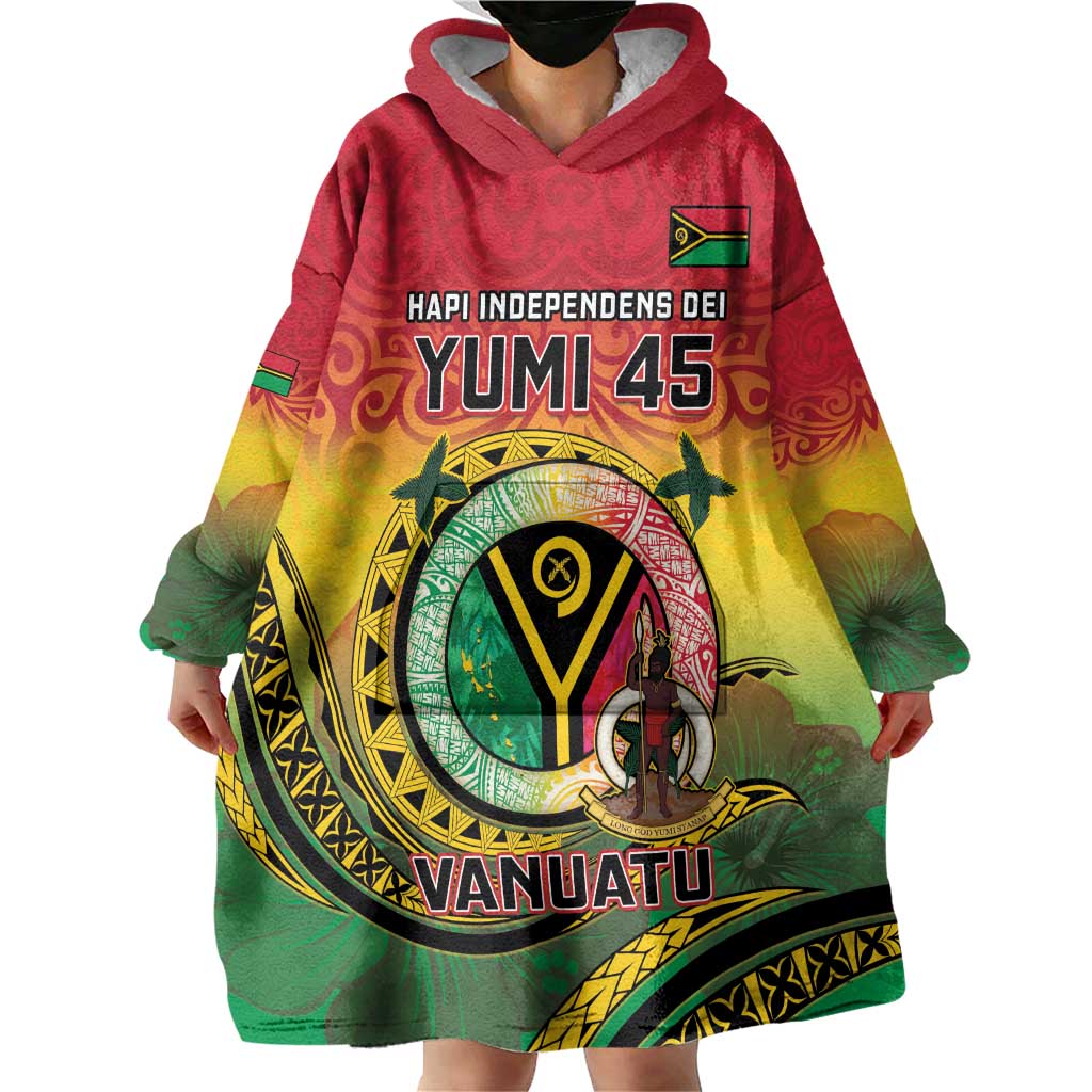 Personalised Vanuatu Wearable Blanket Hoodie Yumi 45th Hapi Independens Dei - Reggae Version LT14
