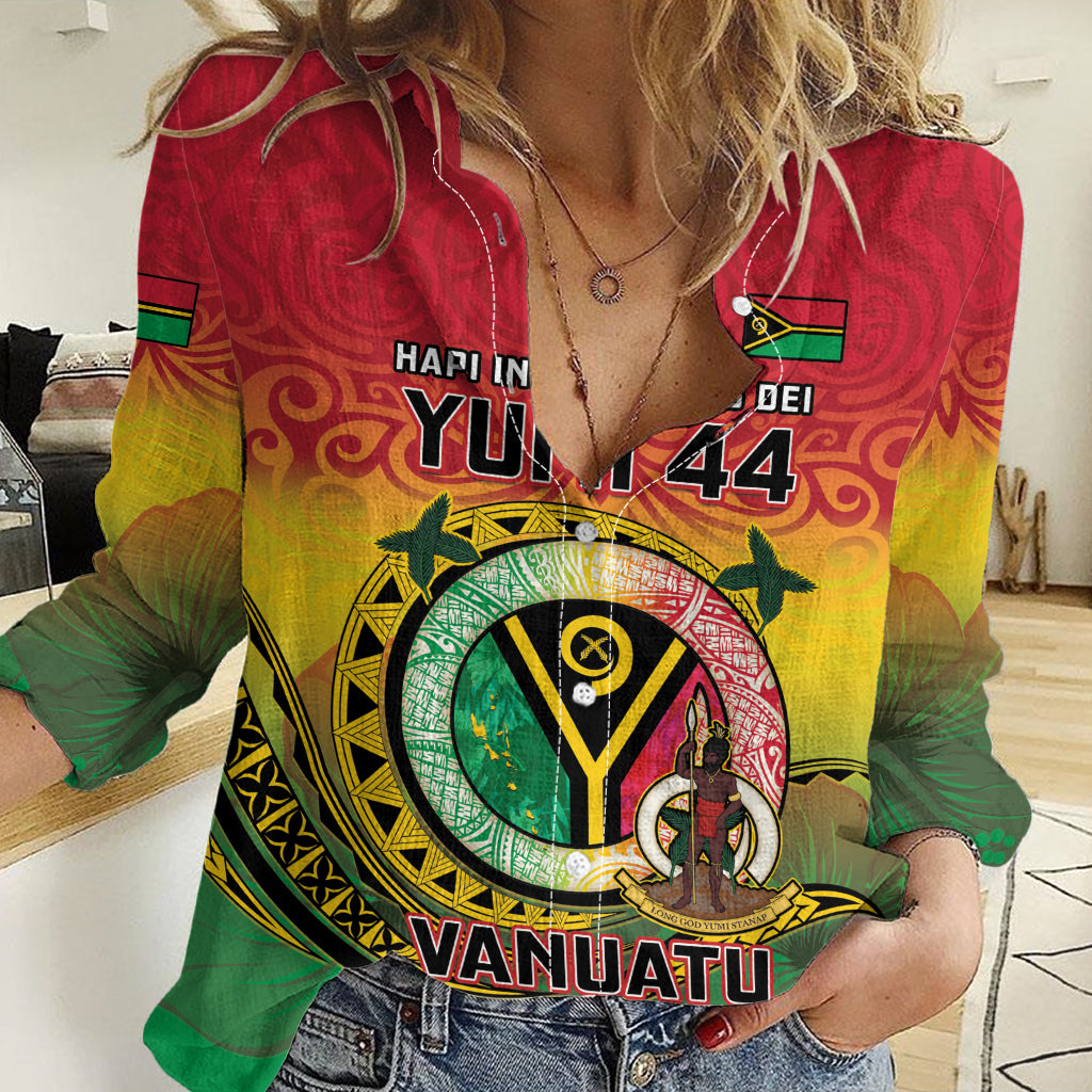 Personalised Vanuatu Women Casual Shirt Yumi 44 Hapi Independens Dei - Reggae Version