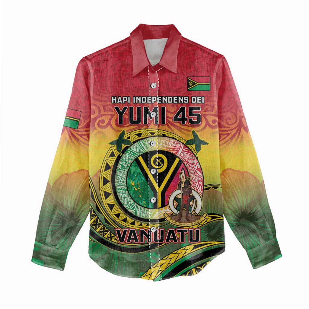 Personalised Vanuatu Women Casual Shirt Yumi 45th Hapi Independens Dei - Reggae Version LT14