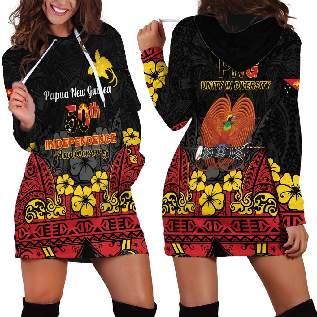 Papua New Guinea Independence Day Hoodie Dress PNG Bird of Paradise 50th Anniversary LT14