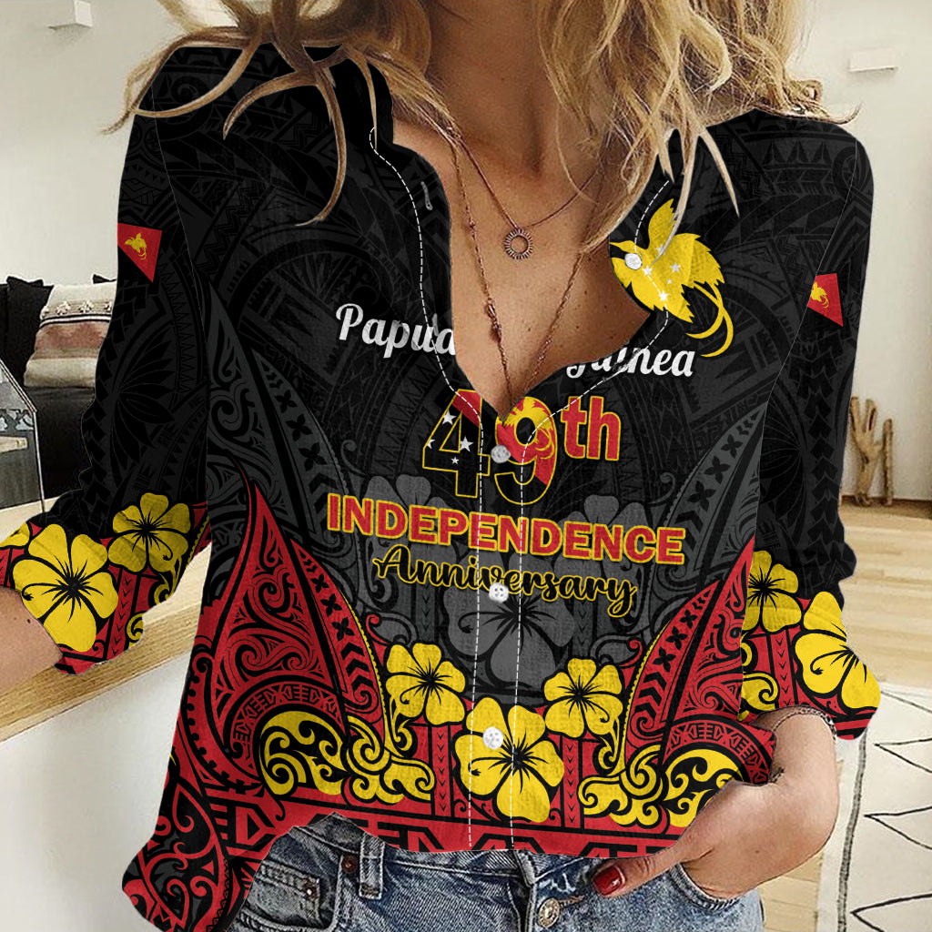 Papua New Guinea Independence Day Women Casual Shirt PNG Bird of Paradise 49th Anniversary