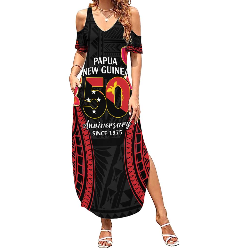 Papua New Guinea Independence Day Family Matching Summer Maxi Dress and Hawaiian Shirt PNG Since 1975 LT14