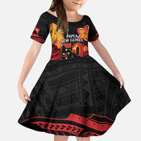 Papua New Guinea Independence Day Kid Short Sleeve Dress PNG Since 1975 LT14 KID Black - Polynesian Pride