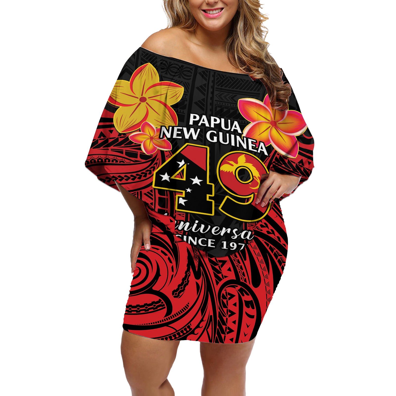Papua New Guinea Independence Day Off Shoulder Short Dress PNG Since 1975