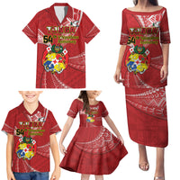 Personalised Tonga Independence Day Family Matching Puletasi and Hawaiian Shirt Happy 54th Independence Anniversary Ngatu Pattern LT14 - Polynesian Pride