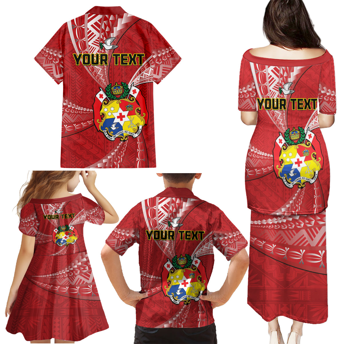 Personalised Tonga Independence Day Family Matching Puletasi and Hawaiian Shirt Happy 54th Independence Anniversary Ngatu Pattern LT14 - Polynesian Pride