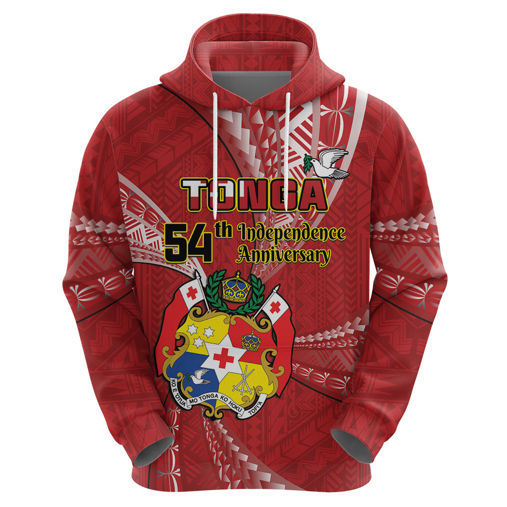 Personalised Tonga Independence Day Hoodie Happy 54th Independence Anniversary Ngatu Pattern