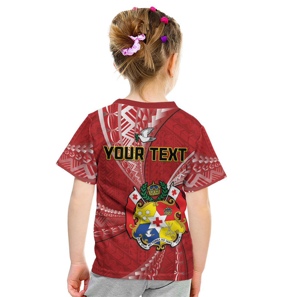 Personalised Tonga Independence Day Kid T Shirt Happy 54th Independence Anniversary Ngatu Pattern