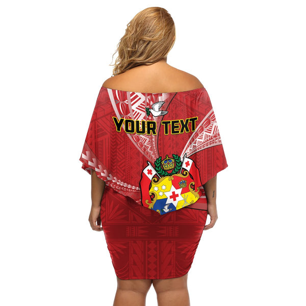 Personalised Tonga Christmas Off Shoulder Short Dress Coat of Arms and Map Beautiful Merry Xmas Snowflake LT03 main image 0