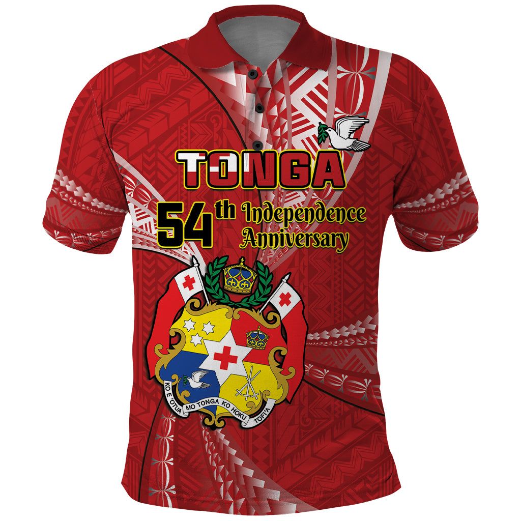 Personalised Tonga Independence Day Polo Shirt Happy 54th Independence Anniversary Ngatu Pattern