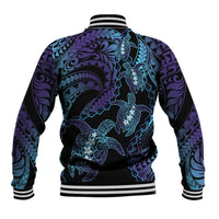 Polynesia Sea Turtle Day Baseball Jacket Tribal Honu Plumeria Polynesian Pattern