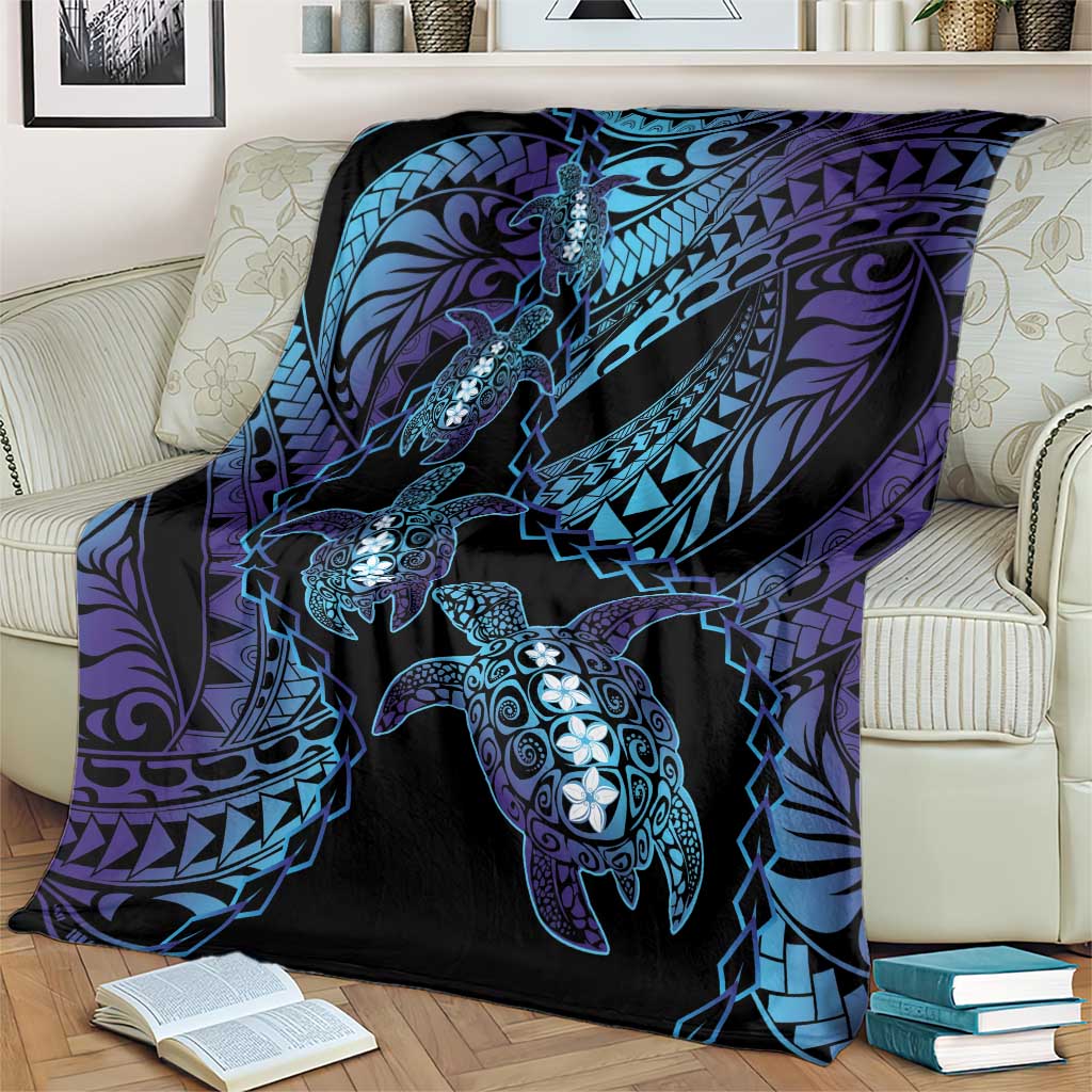 Polynesia Sea Turtle Day Blanket Tribal Honu Plumeria Polynesian Pattern