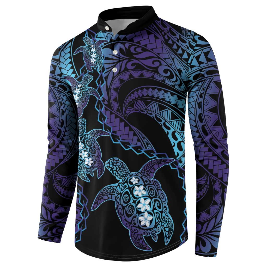 Polynesia Sea Turtle Day Button Sweatshirt Tribal Honu Plumeria Polynesian Pattern