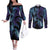 Polynesia Sea Turtle Day Couples Matching Off The Shoulder Long Sleeve Dress and Long Sleeve Button Shirt Tribal Honu Plumeria Polynesian Pattern