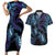 Polynesia Sea Turtle Day Couples Matching Short Sleeve Bodycon Dress and Hawaiian Shirt Tribal Honu Plumeria Polynesian Pattern