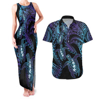 Polynesia Sea Turtle Day Couples Matching Tank Maxi Dress and Hawaiian Shirt Tribal Honu Plumeria Polynesian Pattern